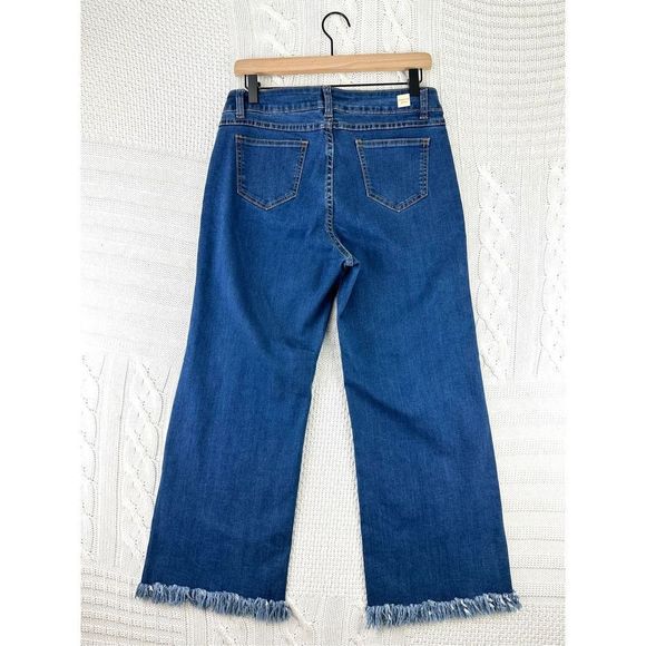 Denimland Wide Leg Raw Hem Dark Wash Jeans size M - Picture 2 of 8